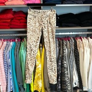 Cache brown/tan/white jacquard skinny pants size 0